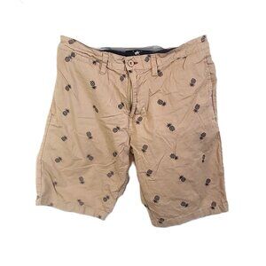 Men's sz 30 Beverly Hills Polo Club Khaki Pineapple Chino Shorts Bermuda